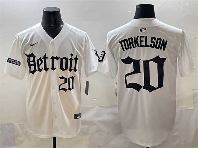 Men%27s Detroit Tigers #20 Spencer Torkelson White Motor Gothic Edition Vapor Premier Limited Stitched Jersey->detroit tigers->MLB Jersey
